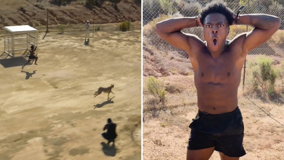 O streamer norte-americano IShowSpeed apostou uma corrida de alto nível com um guepardo — Foto: Reprodução/X