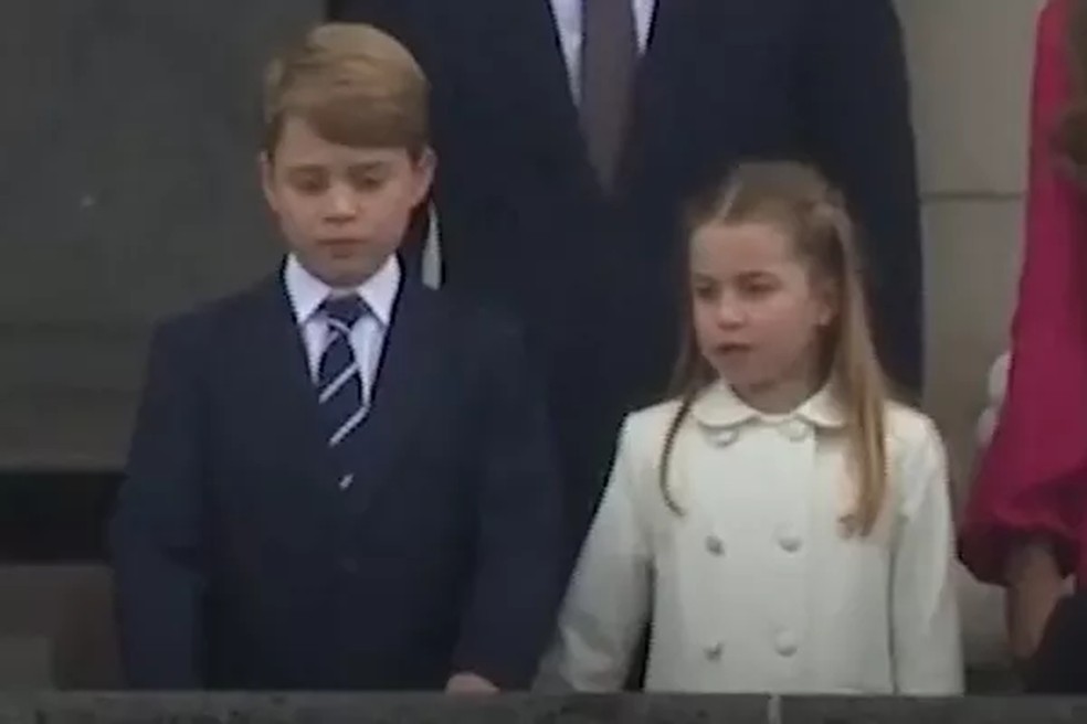 Príncipe George e princesa Charlotte no Jubileu de Platina  — Foto: Reprodução