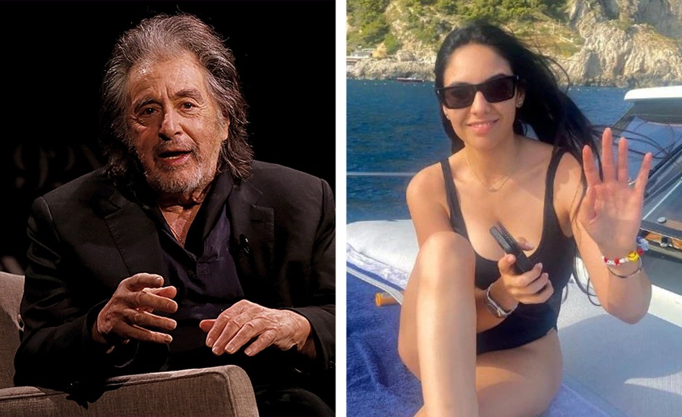 Al Pacino e Noor Alfallah — Foto: Getty Images; Instagram