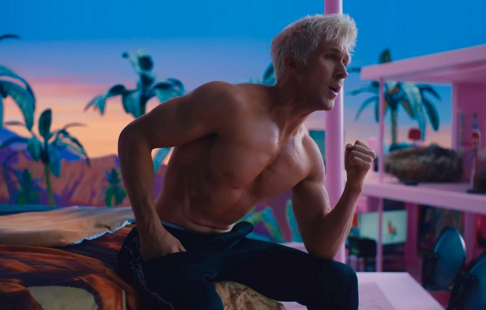 O ator Ryan Gosling como Ken em cena de Barbie (2023) — Foto: Reprodução