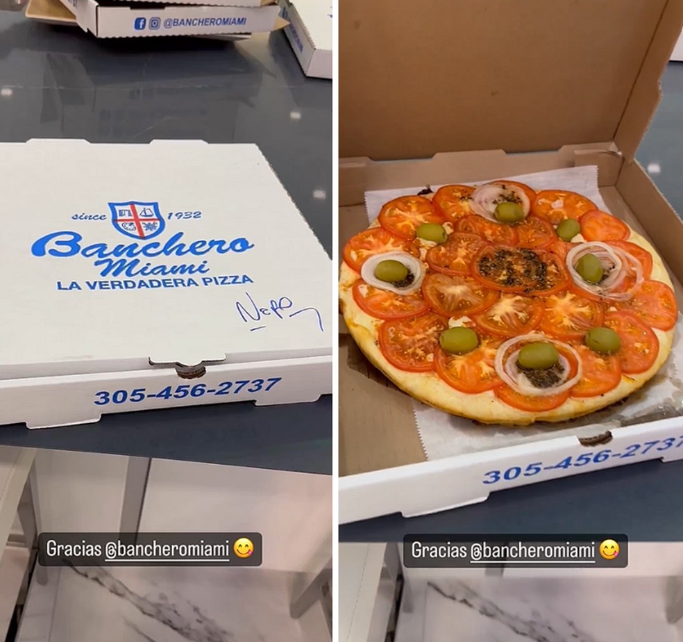 A pizza decepcionante de Lionel Messi — Foto: Reprodução/Instagram