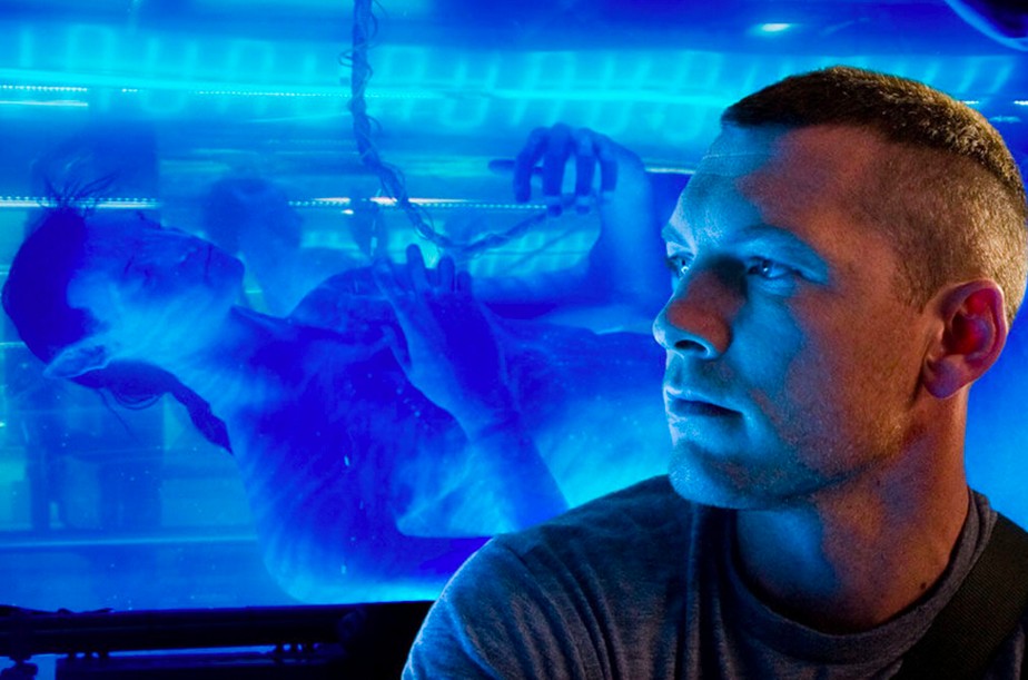 O ator Sam Worthington em cena de Avatar (2009)