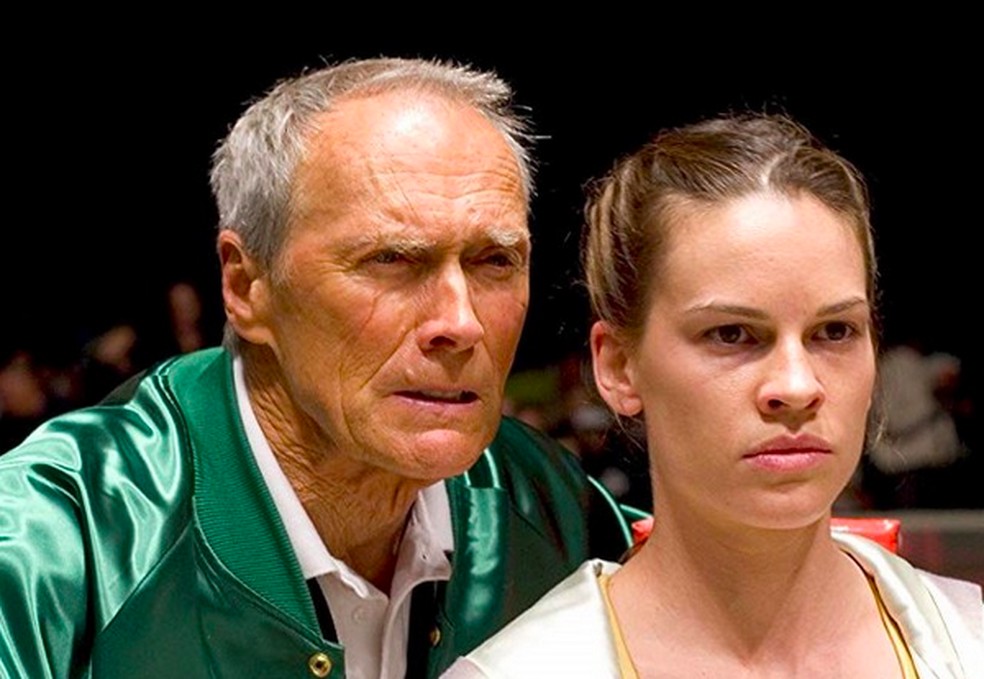 Clint Eastwood e Hillary Swank em Menina de Ouro (2004) — Foto: Reprodução