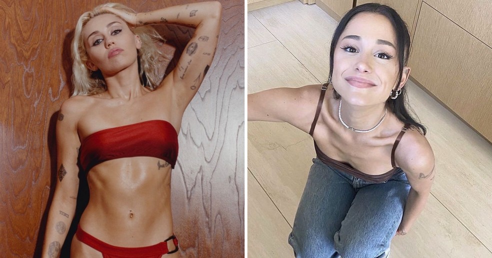 Miley Cyrus e Ariana Grande — Foto: Reprodução/Instagram