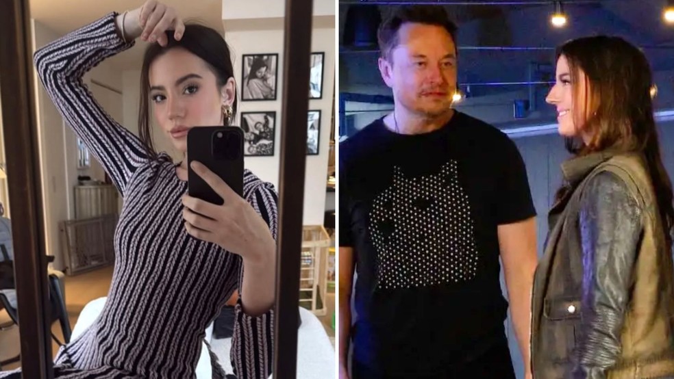 Ashley St. Clair em selfie e ao lado de Elon Musk — Foto: Reprodução