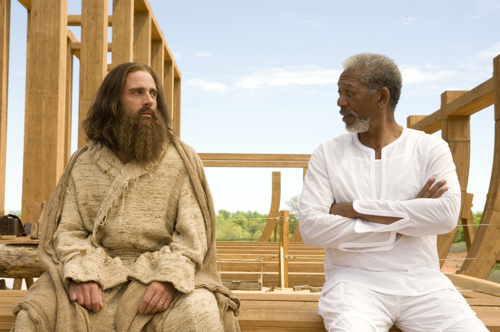 Steve Carell e Morgan Freeman em 'A Volta do Todo Poderoso' (2007) — Foto: divulgação