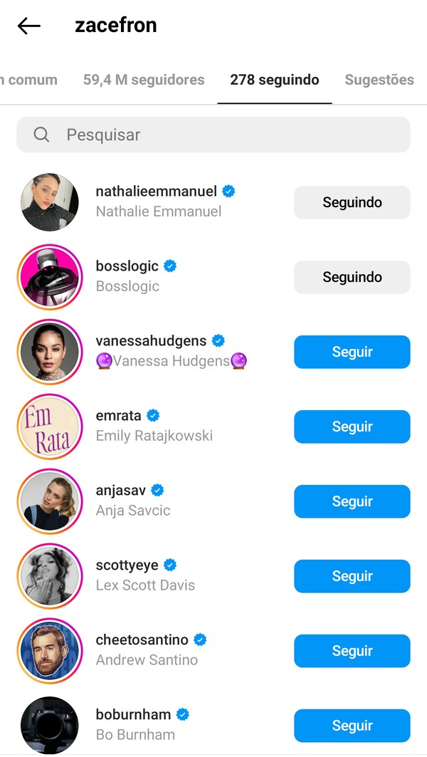 Zac Efron volta a seguir Vanessa Hudgens no Insta mais de uma década ...