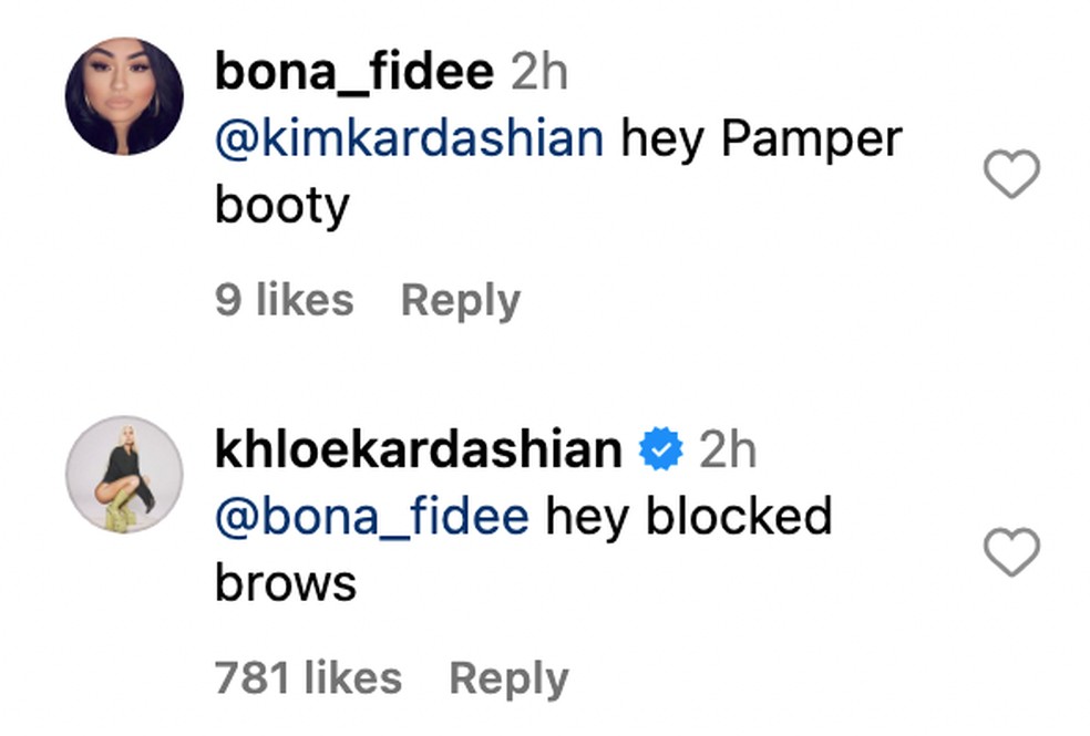 A reação de Khloé Kardashian à internauta que fez piada com Kim Kardashian — Foto: Instagram