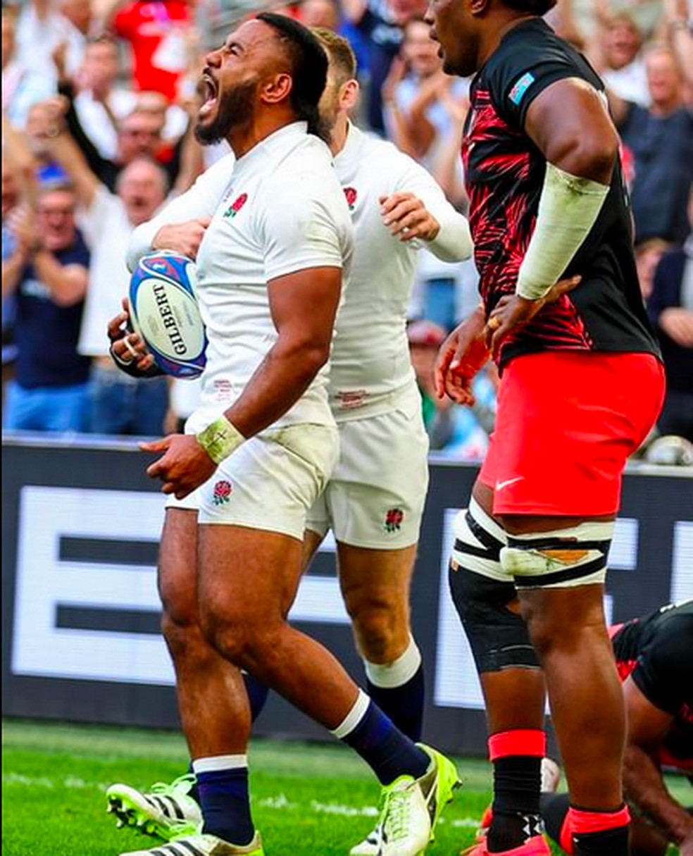 Jogadores da seleção da Inglaterra em partida da Copa do Mundo de Rugby de 2023 — Foto: Instagram
