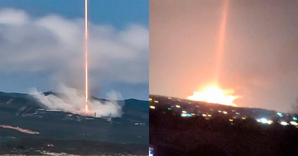 Imagens que comprovariam teoria de lasers vindos do espaço que teriam iniciado incêndio histórico no Havaí — Foto: reprodução/instagram