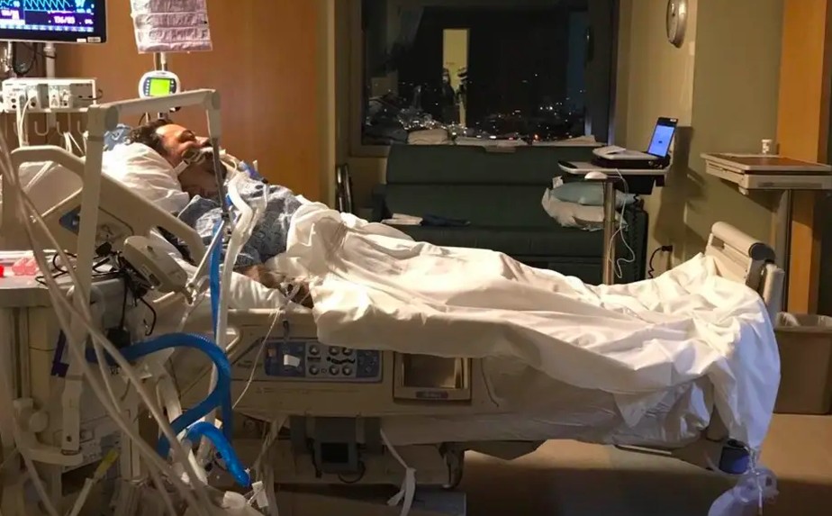 Bam Margera no hospital em que passou oito dias internado
