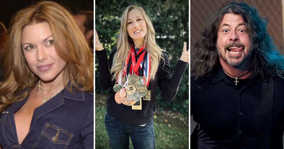 Kari Wuhrer, Tina Basich e Dave Grohl — Foto: Reprodução/Instagram; Reprodução; Getty Images