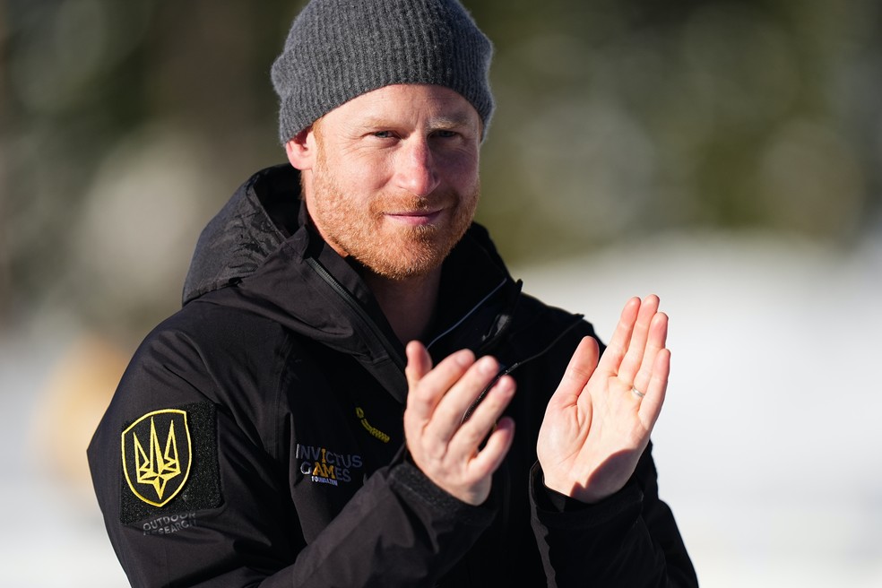 O Príncipe Harry em competição esportiva dos Invictus Games de 2025, na cidade de Whistler, no Canadá — Foto: Getty Images