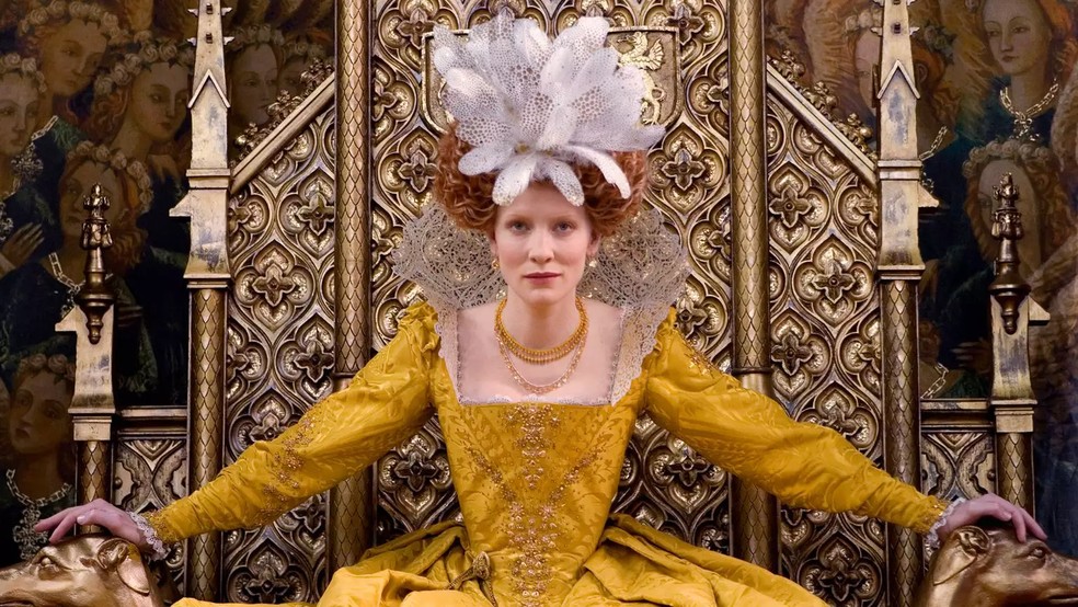 Cate Blanchett em um dos dois filmes em que interpreta a Rainha Elizabeth I — Foto: Divulgação