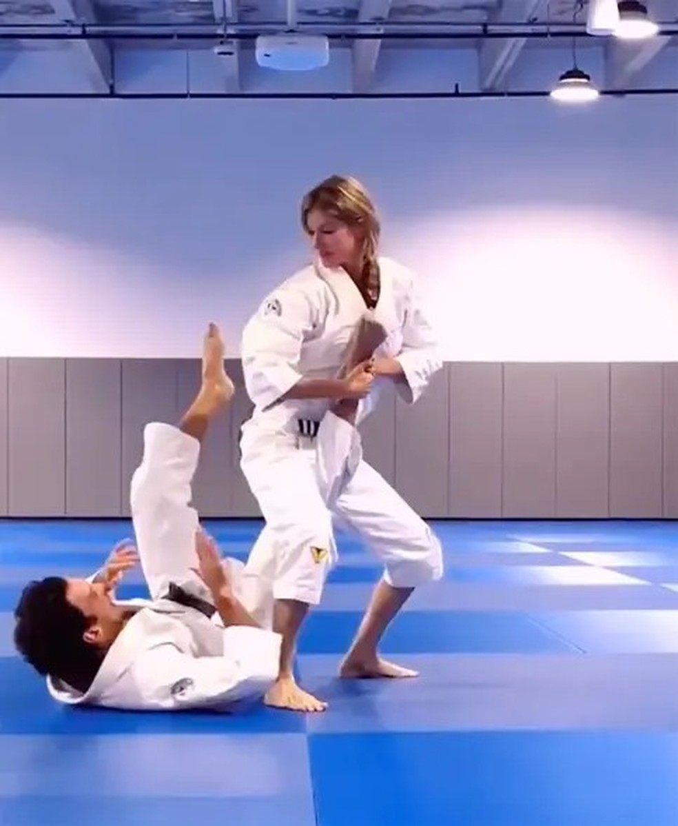 Gisele Bündchen e Joaquim Valente no tatame — Foto: Reprodução/Instagram