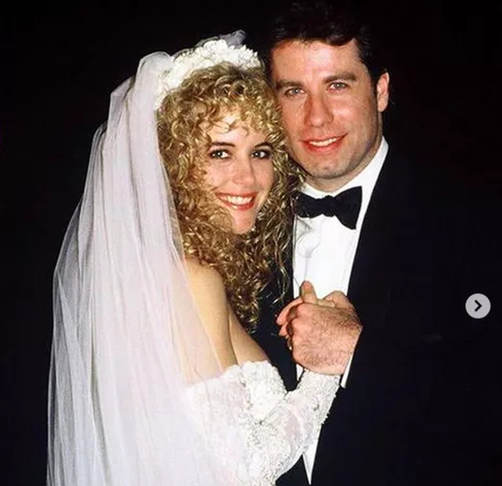 Kelly Preston e John Travolta em foto do casamento dos dois em 1991 — Foto: reprodução/Instagram
