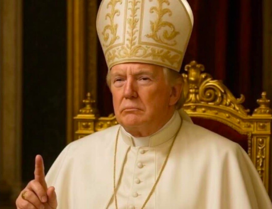 A imagem compartilhada por Donald Trump com ele retratado como Papa