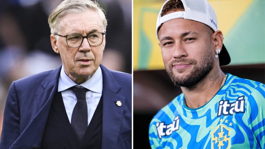 Ancelotti não iria convocar Neymar, mas mudou de ideia dois dias antes por  'pressão', revela jornalista espanhol: 'Deu três condições'