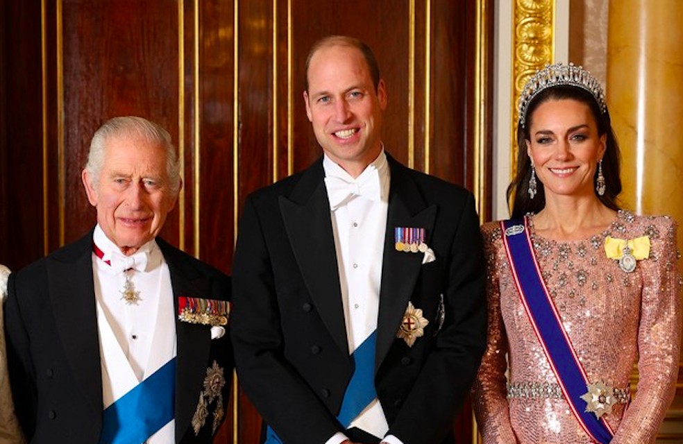 Rei Charles III, Príncipe William e Princesa Kate Middleton — Foto: Getty Images
