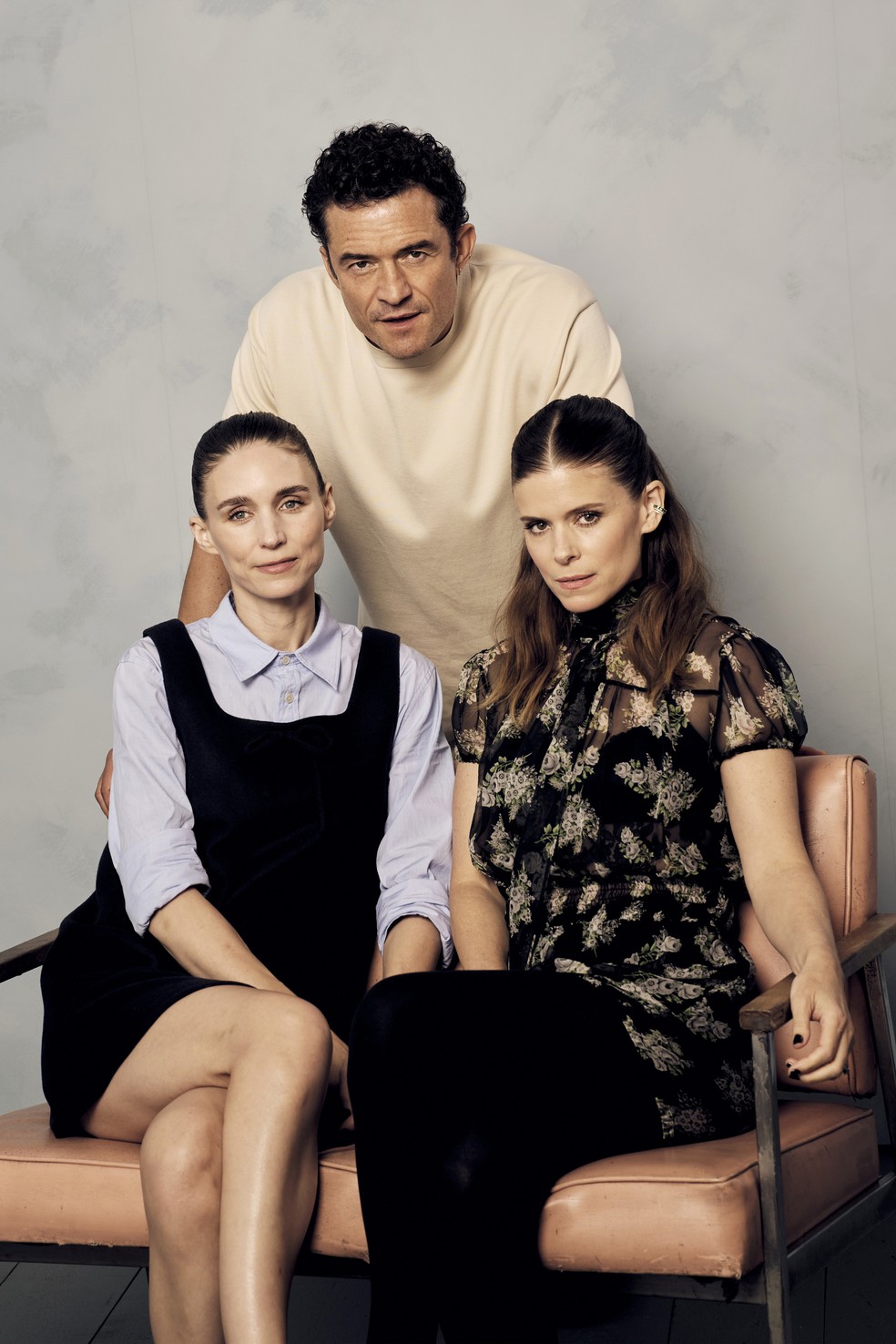 Orlando Bloom, Rooney Mara e Kate Mara, astros de 'Bucking Fastard', no Festival de Toronto' — Foto: Getty Images