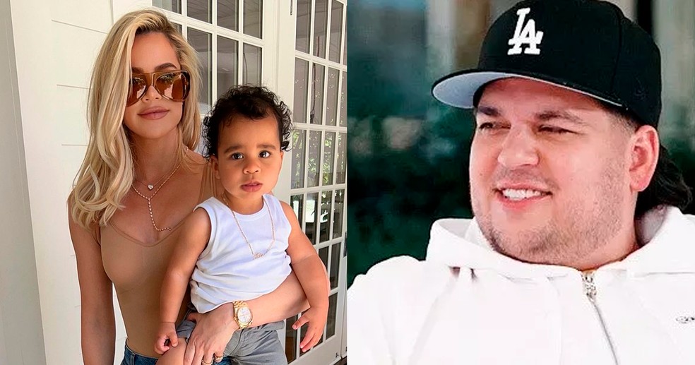 Khloe Kardashian com o filho Tantum e Rob Kardashian — Foto: reprodução/instagram