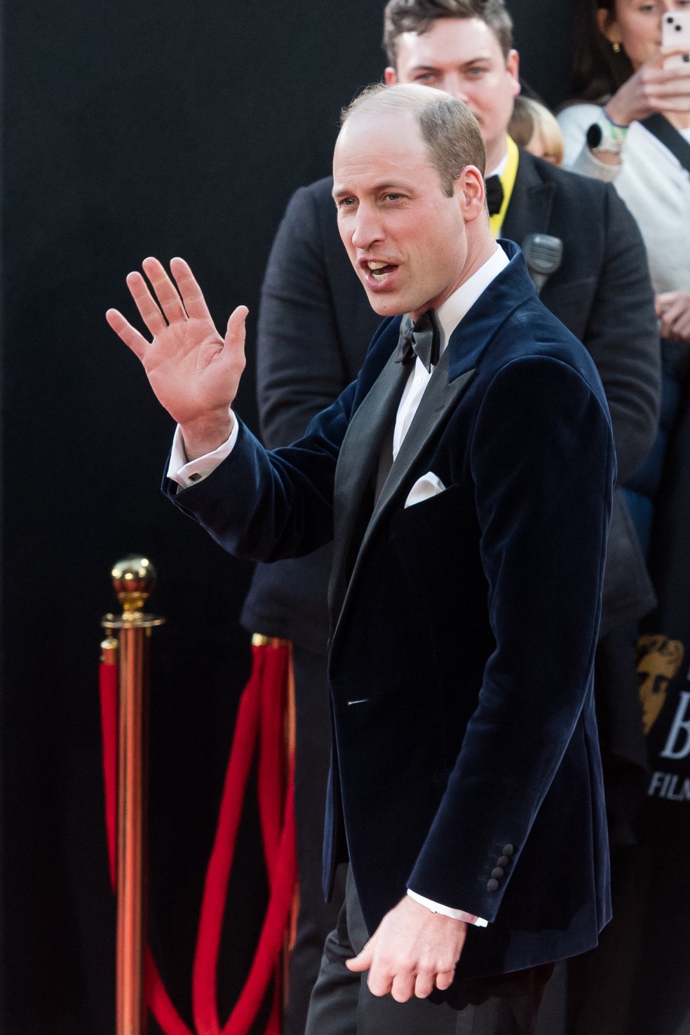 O Príncipe William em sua chegada ao prêmio BAFTA 2024 — Foto: Getty Images