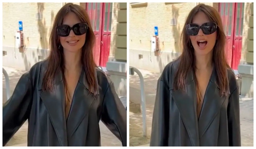 Emily Ratajkowski admite look inapropriado com sobretudo de couro (e ...
