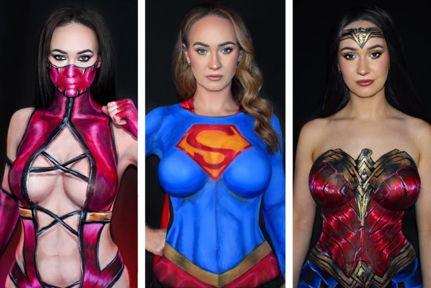 Influencer bomba na web ao posar nua com pintura corporal para se