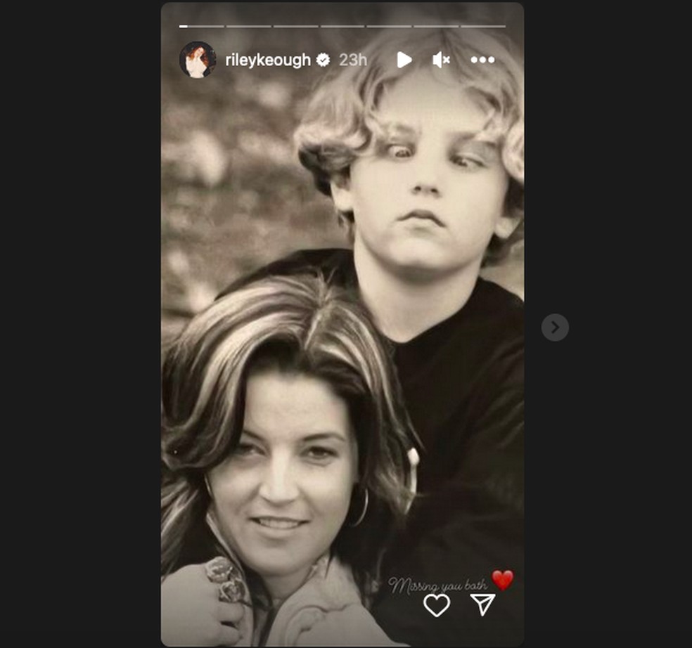 O post de Riley Keough em homenagem à mãe e ao irmão — Foto: Instagram