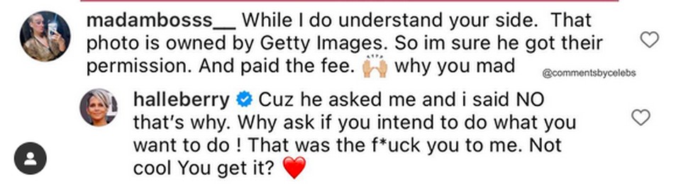 A resposta de Halle Berry ao fã que a perguntou sobre seus incômodos com o ato de Drake — Foto: Instagram