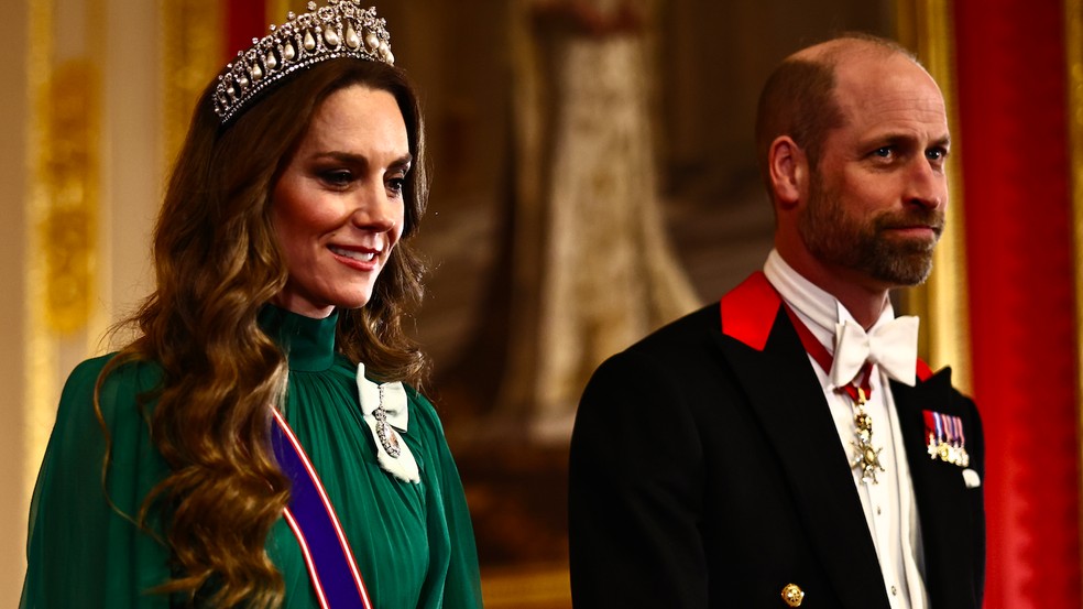 Princesa Kate Middleton e Príncipe William em recepção ao presidente da Nigéria no Palácio de Windsor, em 18 de março de 2026 — Foto: Getty Images
