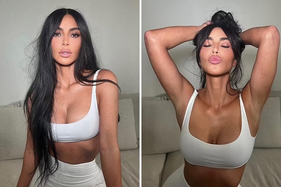 A socialite Kim Kardashian encarando a câmera — Foto: Instagram