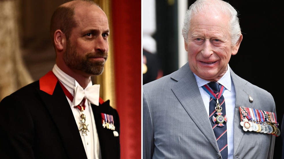 Príncipe William e o pai, Rei Charles III — Foto: Getty Images