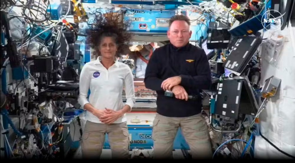 Os astronautas Sunita Williams e Barry Wilmore — Foto: reprodução