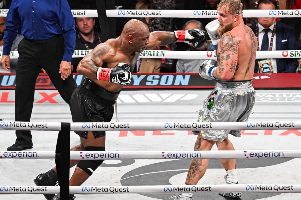 Foto da luta entre Mike Tyson e Jake Paul, no Texas, em 15 de novembro de 2024 — Foto: Getty Images