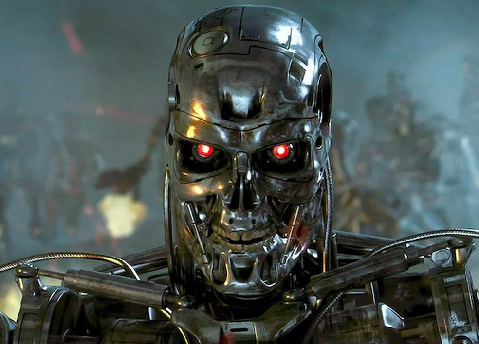 Um dos robôs assassinos dos filmes O Exterminador do Futuro — Foto: Reprodução