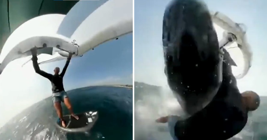 Vídeo assustador mostra momento em que surfista é atingido em cheio por ...